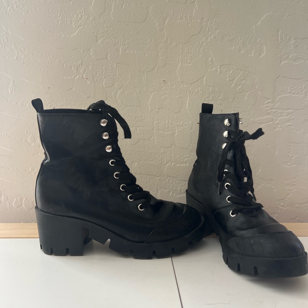 Chunky Sole Combat Black Lace Up Boot - ASOS